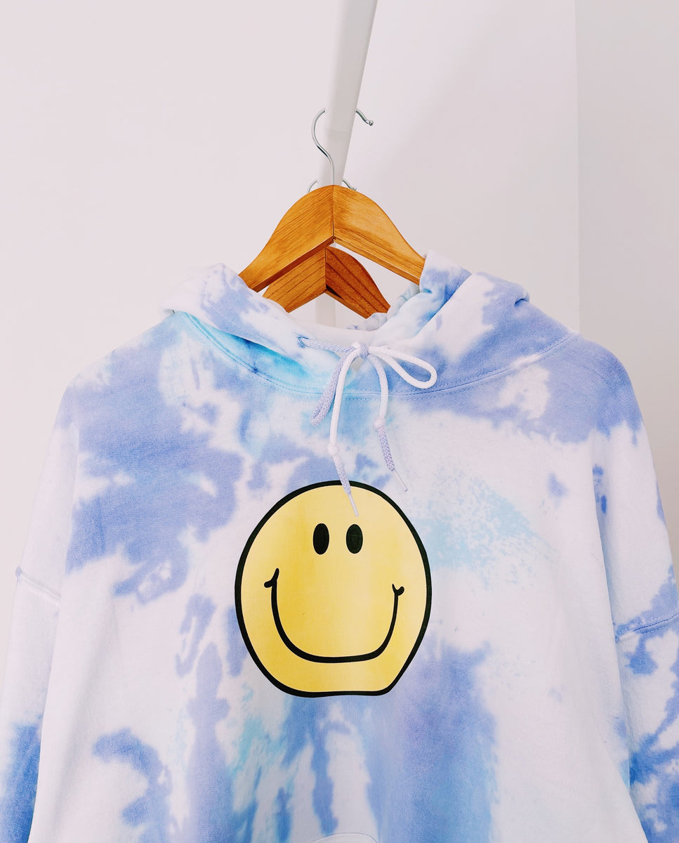 Tie dye smiley face hot sale hoodie